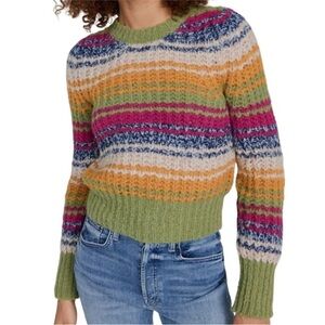 MOTHER Colorful Striped Crew Neck Sweater